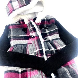 Girls Coat Jacket Size Large Youth Children Kids Zipper Snap Buttons Hooded